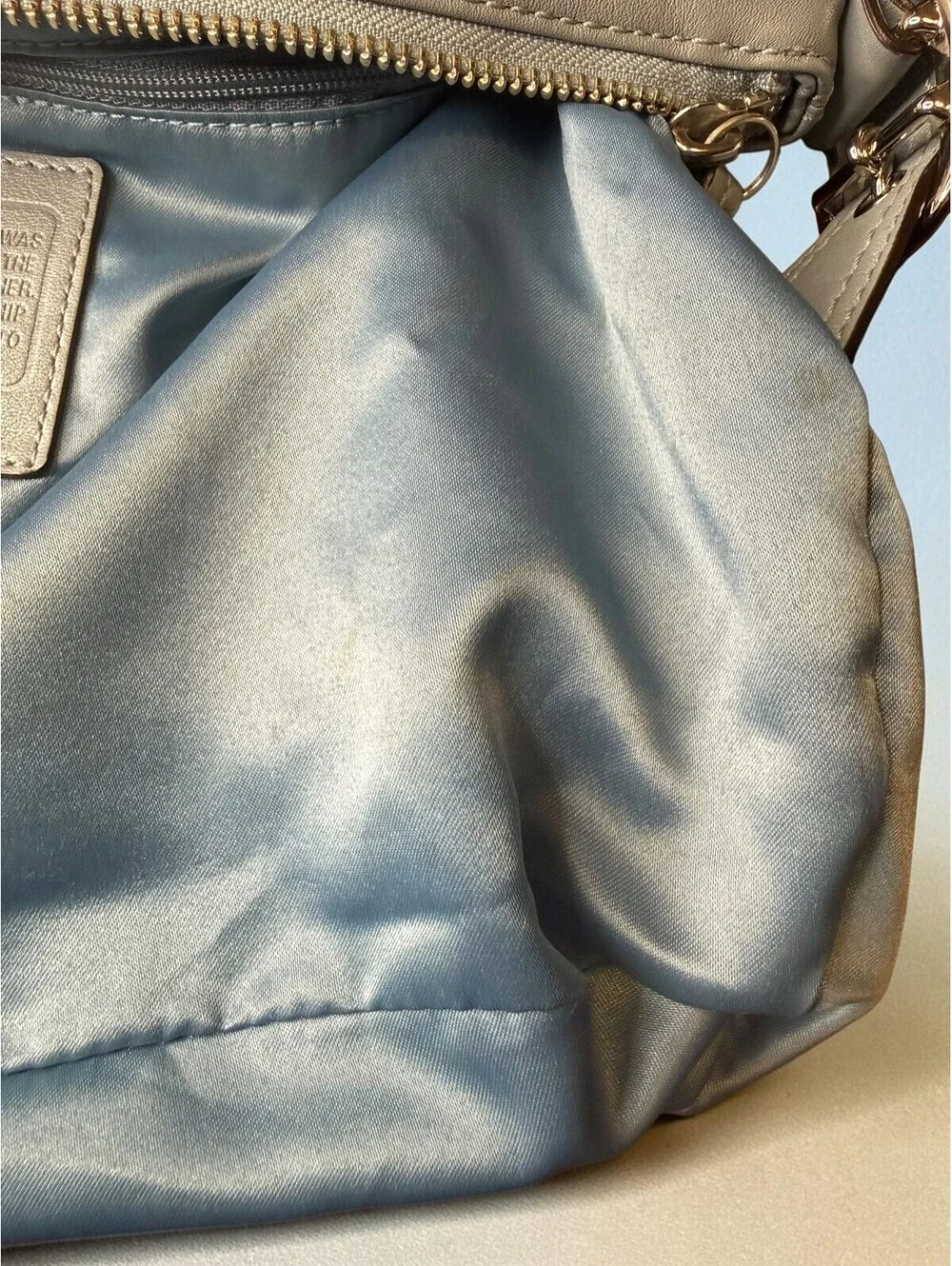 Coach Signature Hobo Bag Khaki Blue Y2K Shoulder Purse 13877